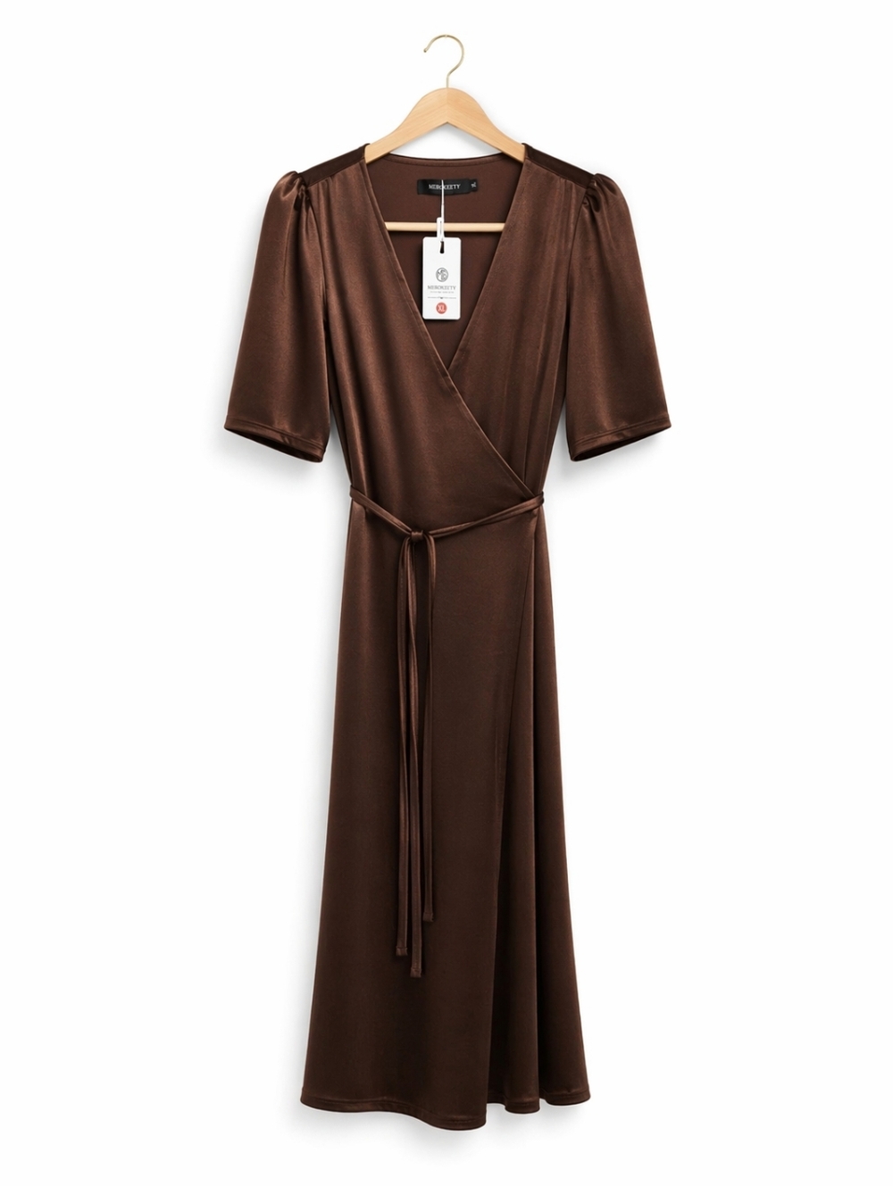Chocolate Velvet Wrap Maxi Dress | High Slit | Formal Glam
